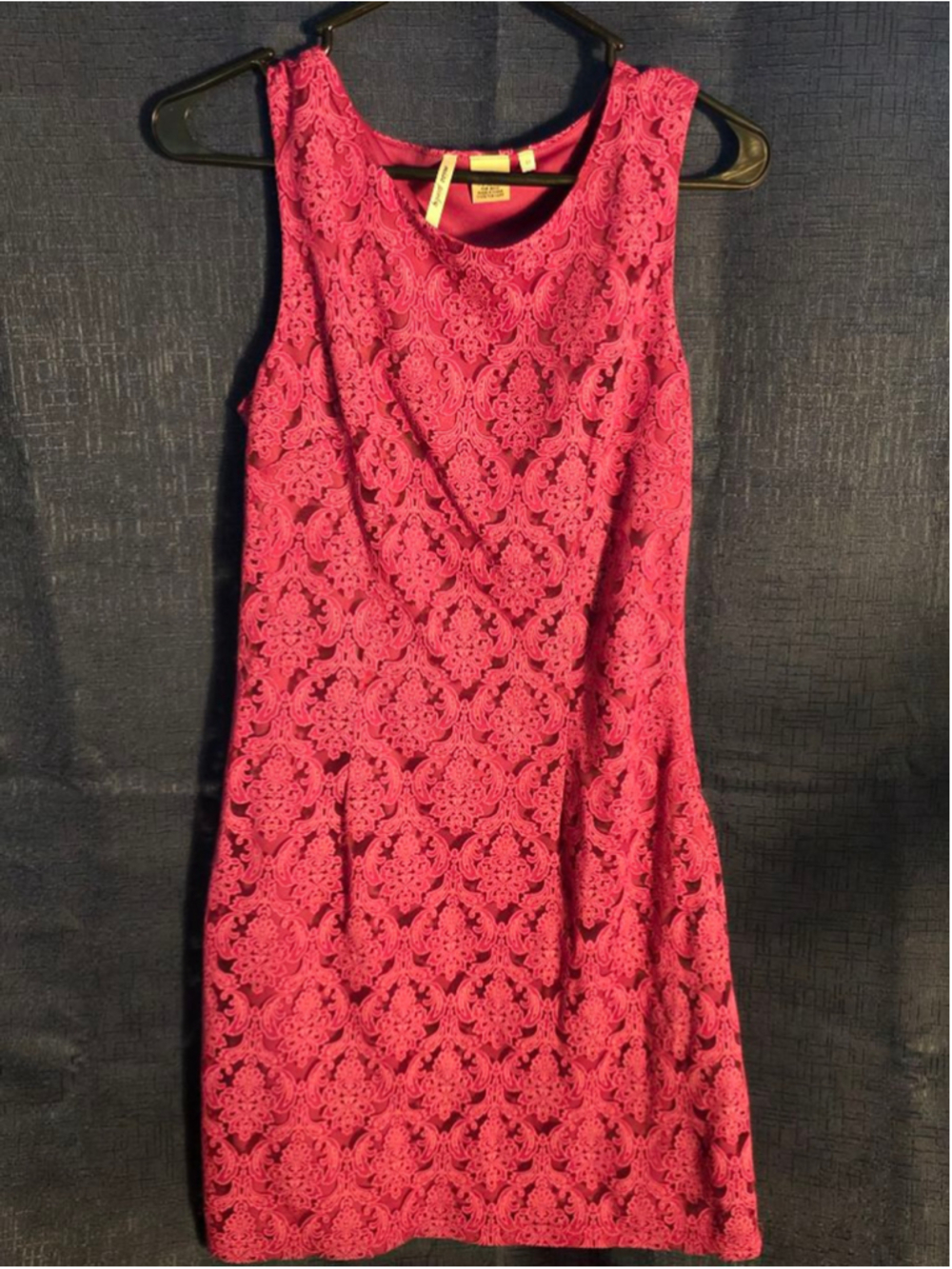 Women's Miss Pinky Fuchsia & Black Lace Mini Dress S festive y2k 90's vintage